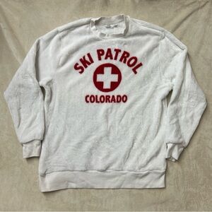 Mighty Fine White and Red Ski Patrol Sweater